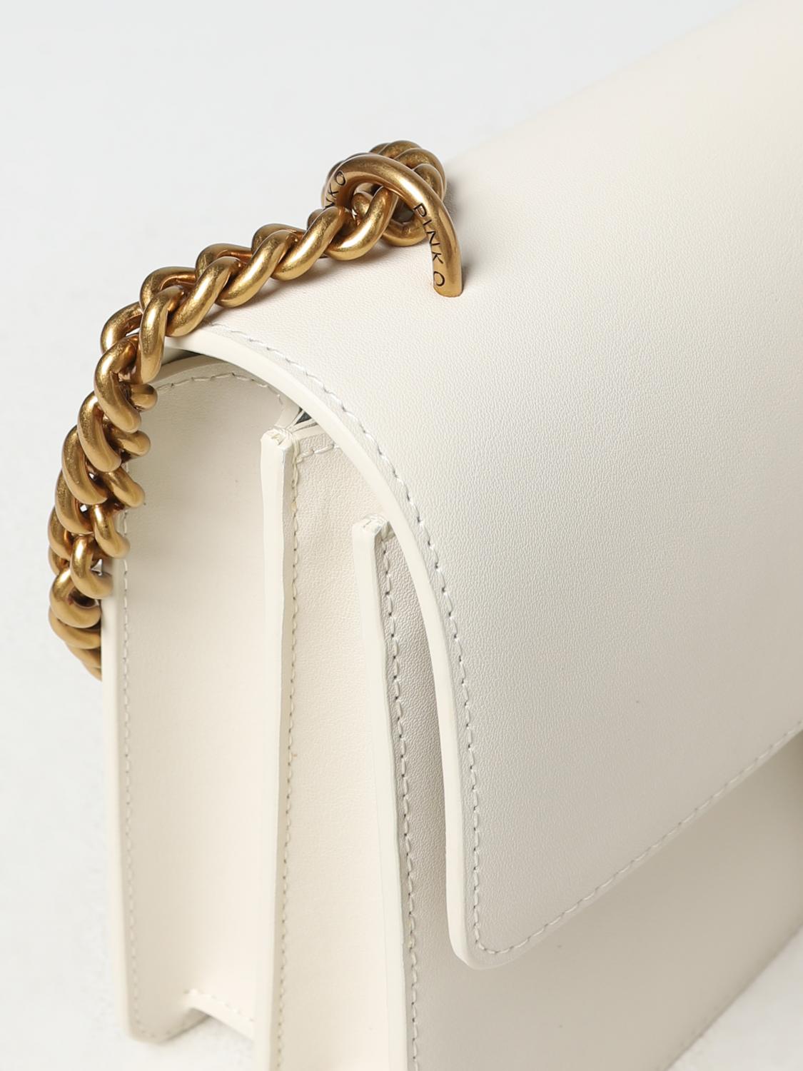 PINKO BORSA A SPALLA: Borsa Love One Pinko in pelle , Bianco - Img 3