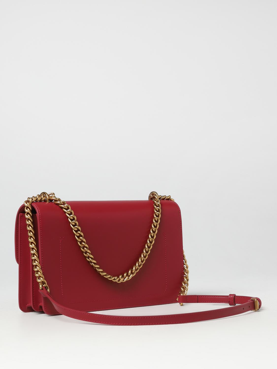 PINKO BORSA A SPALLA: Borsa Love One Pinko in pelle , Rosso - Img 2