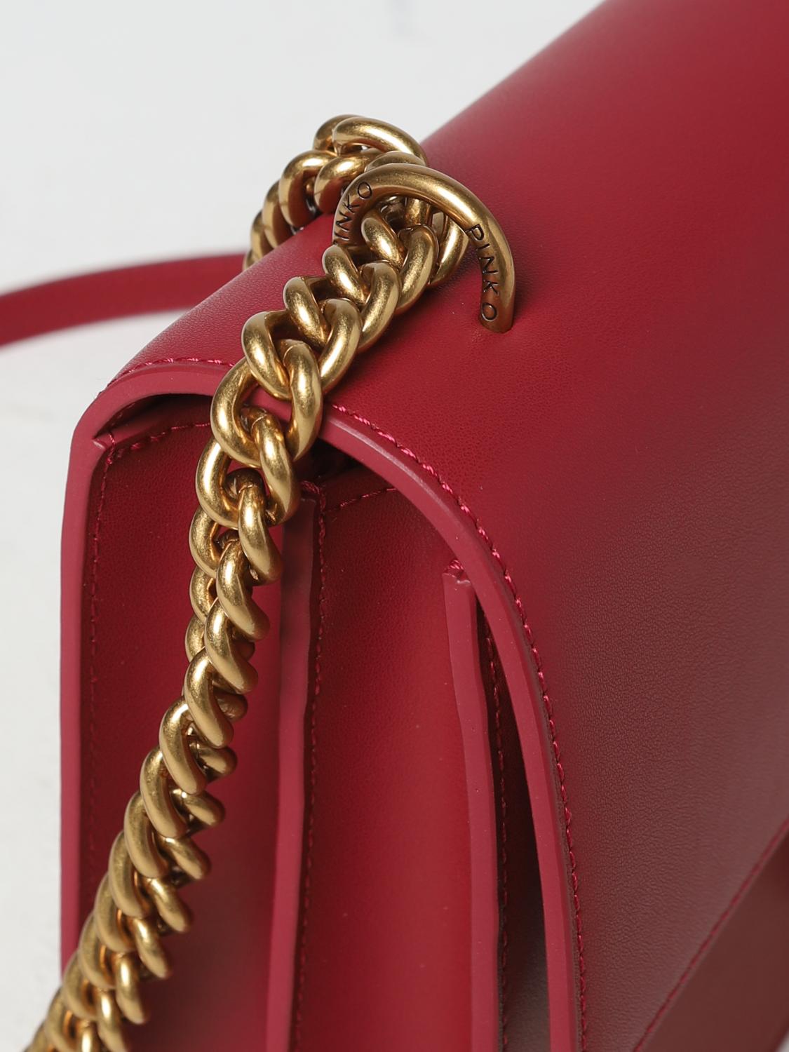 PINKO BORSA A SPALLA: Borsa Love One Pinko in pelle , Rosso - Img 3