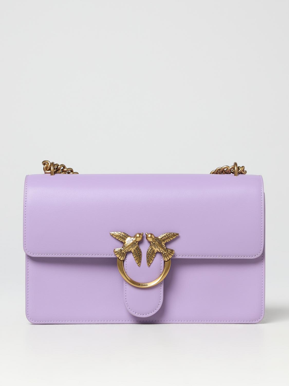 PINKO BORSA A SPALLA: Borsa Love One Pinko in pelle , Lilla - Img 1