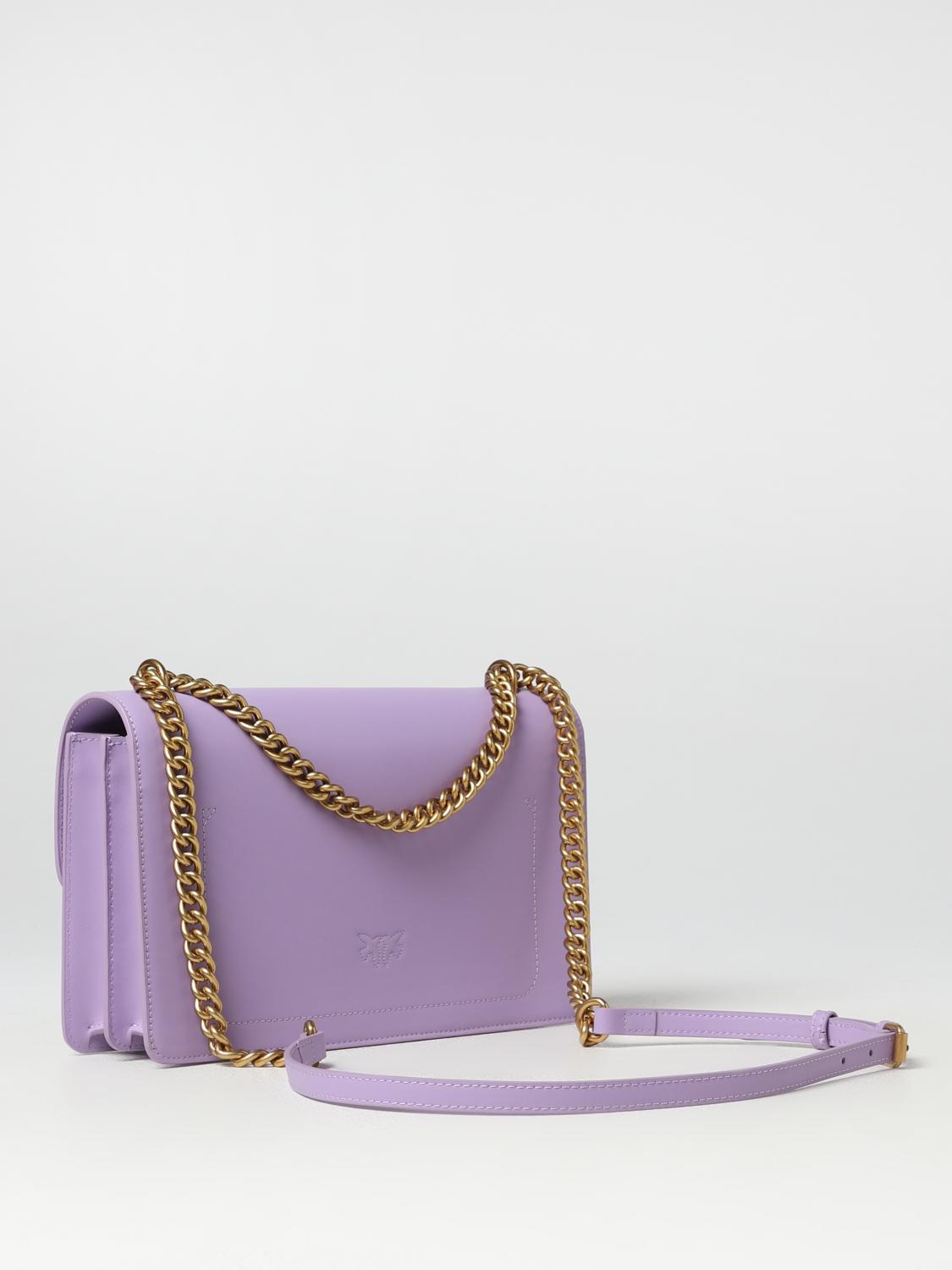 PINKO BORSA A SPALLA: Borsa Love One Pinko in pelle , Lilla - Img 2