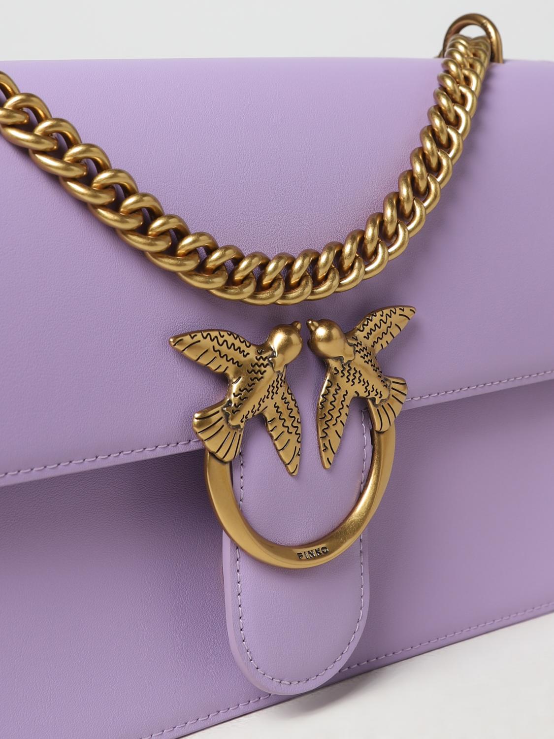 PINKO BORSA A SPALLA: Borsa Love One Pinko in pelle , Lilla - Img 3