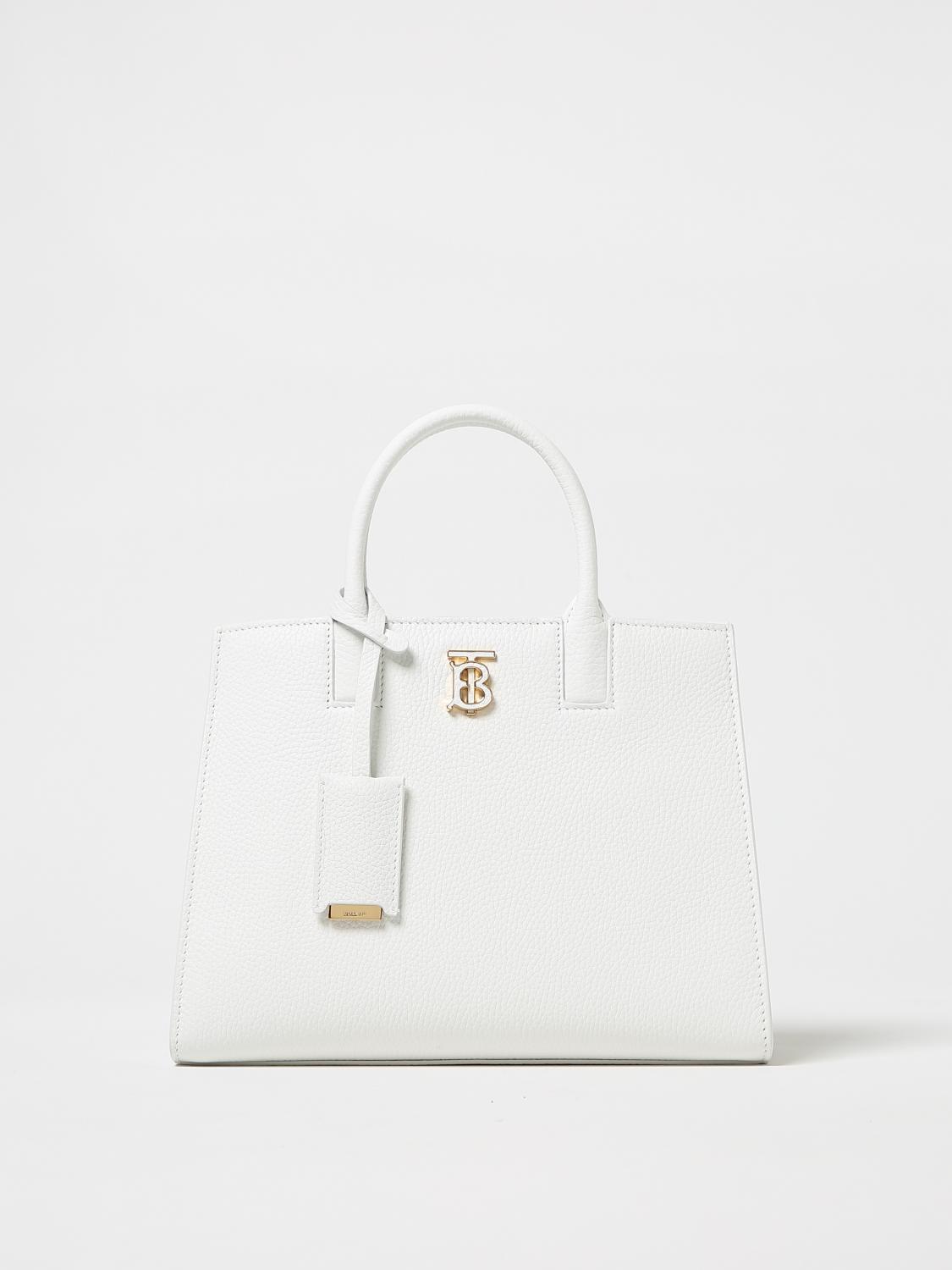 Burberry Frances grained leather bag with monogram - White