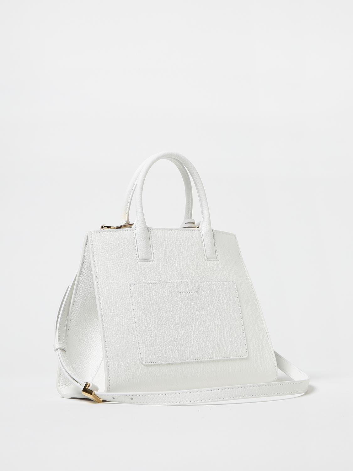 Burberry Frances grained leather bag with monogram - White