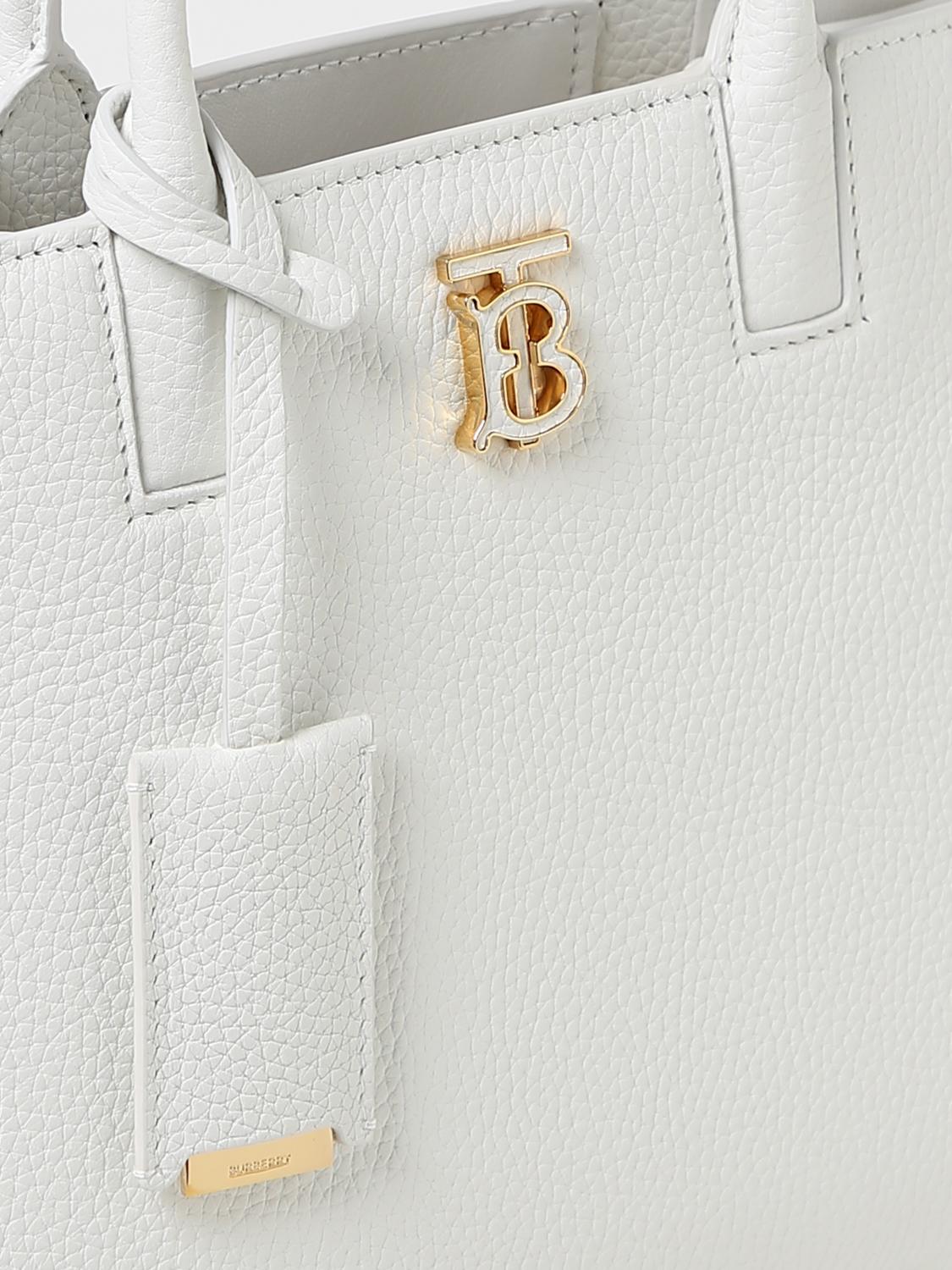 Burberry Frances grained leather bag with monogram - White