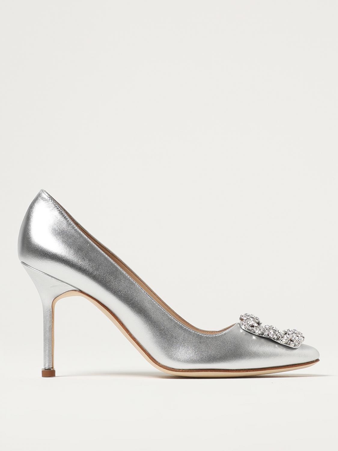 Manolo Blahnik Hangisi pumps in laminated leather - Silver