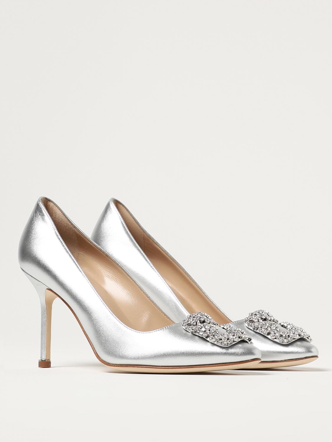 Manolo Blahnik Hangisi pumps in laminated leather - Silver
