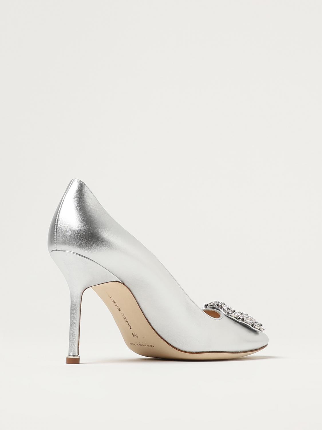 Manolo Blahnik Hangisi pumps in laminated leather - Silver