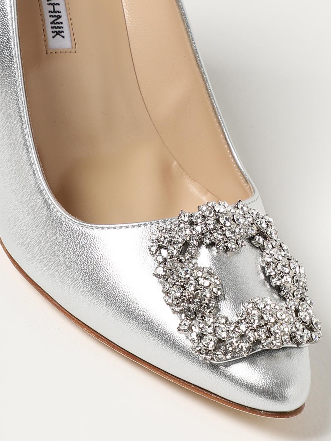 Manolo Blahnik Hangisi pumps in laminated leather - Silver