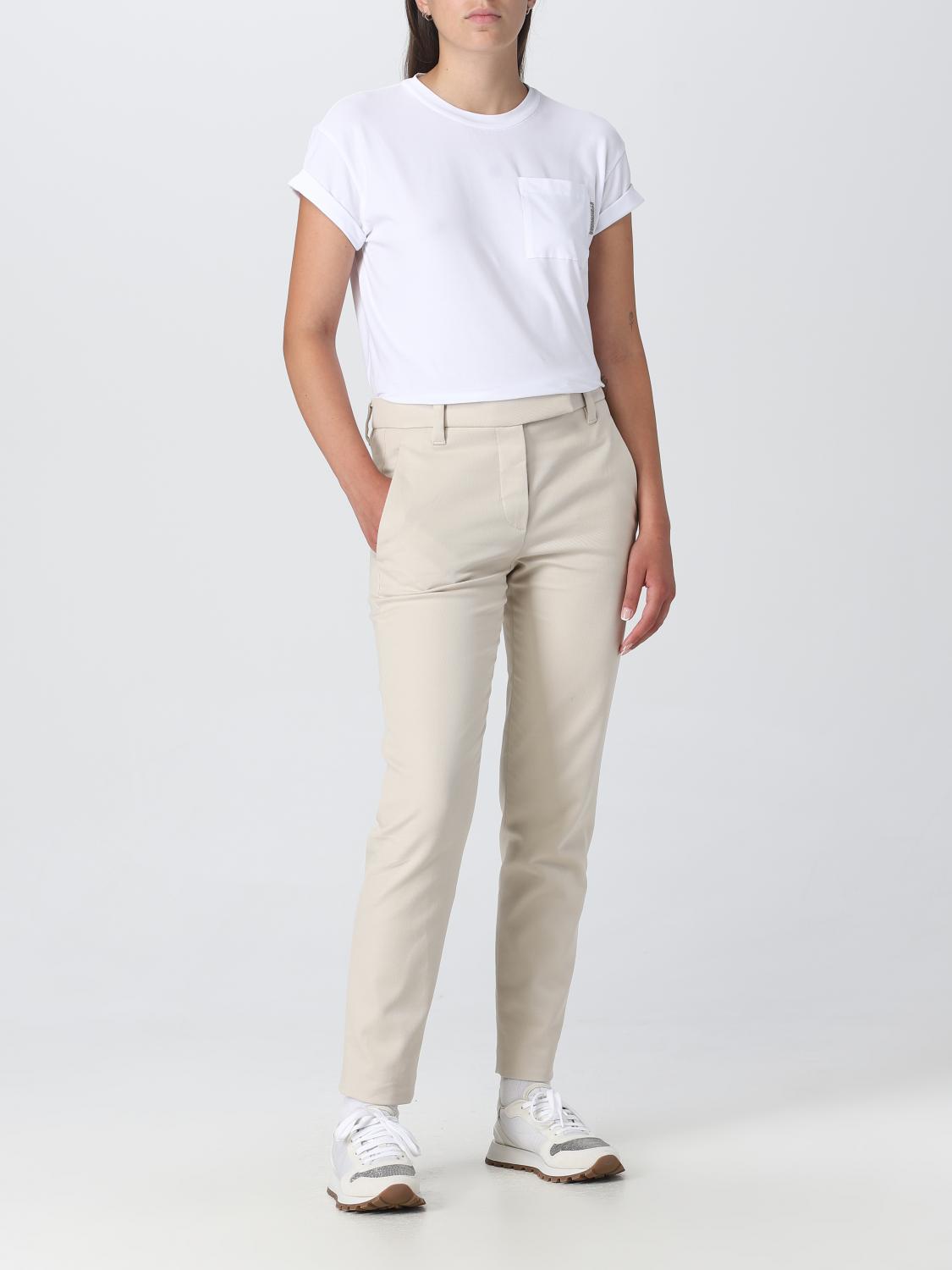 パンツ BRUNELLO CUCINELLI Women Straight Pants MA126P7258 C8502 Bei BRUNELLO CUCINELLI: pants in stretch cotton - Beige