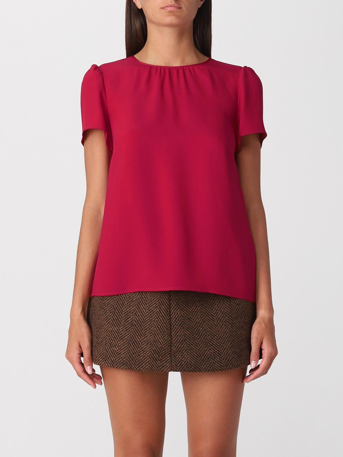 RED VALENTINO TOP: Blusa Red Valentino in crepe, Rosso - Img 1