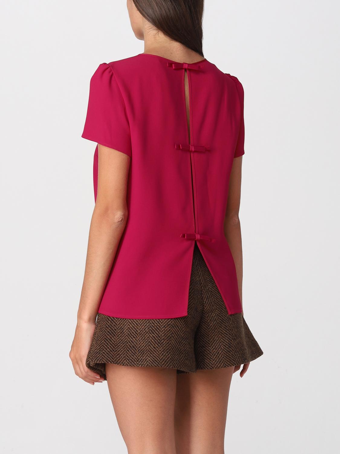 RED VALENTINO TOP: Blusa Red Valentino in crepe, Rosso - Img 3