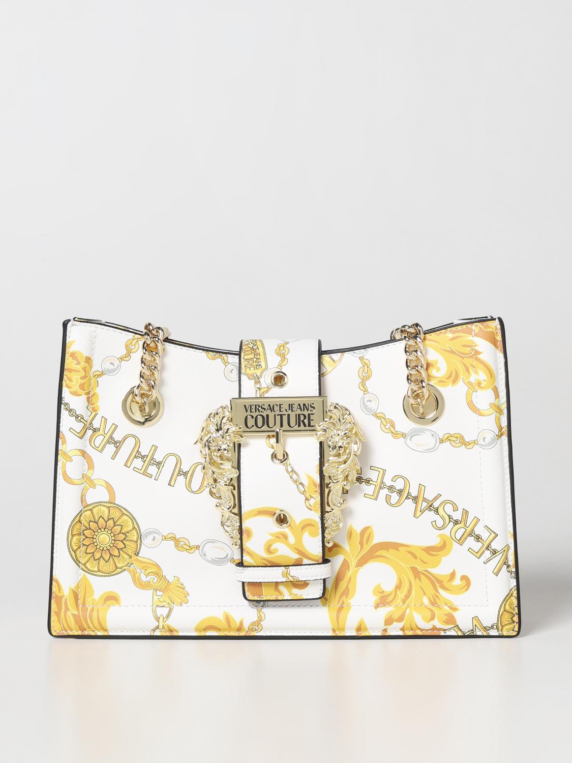 VERSACE JEANS COUTURE HANDBAG: Versace Jeans Couture bag in saffiano synthetic leather, White - Img 1