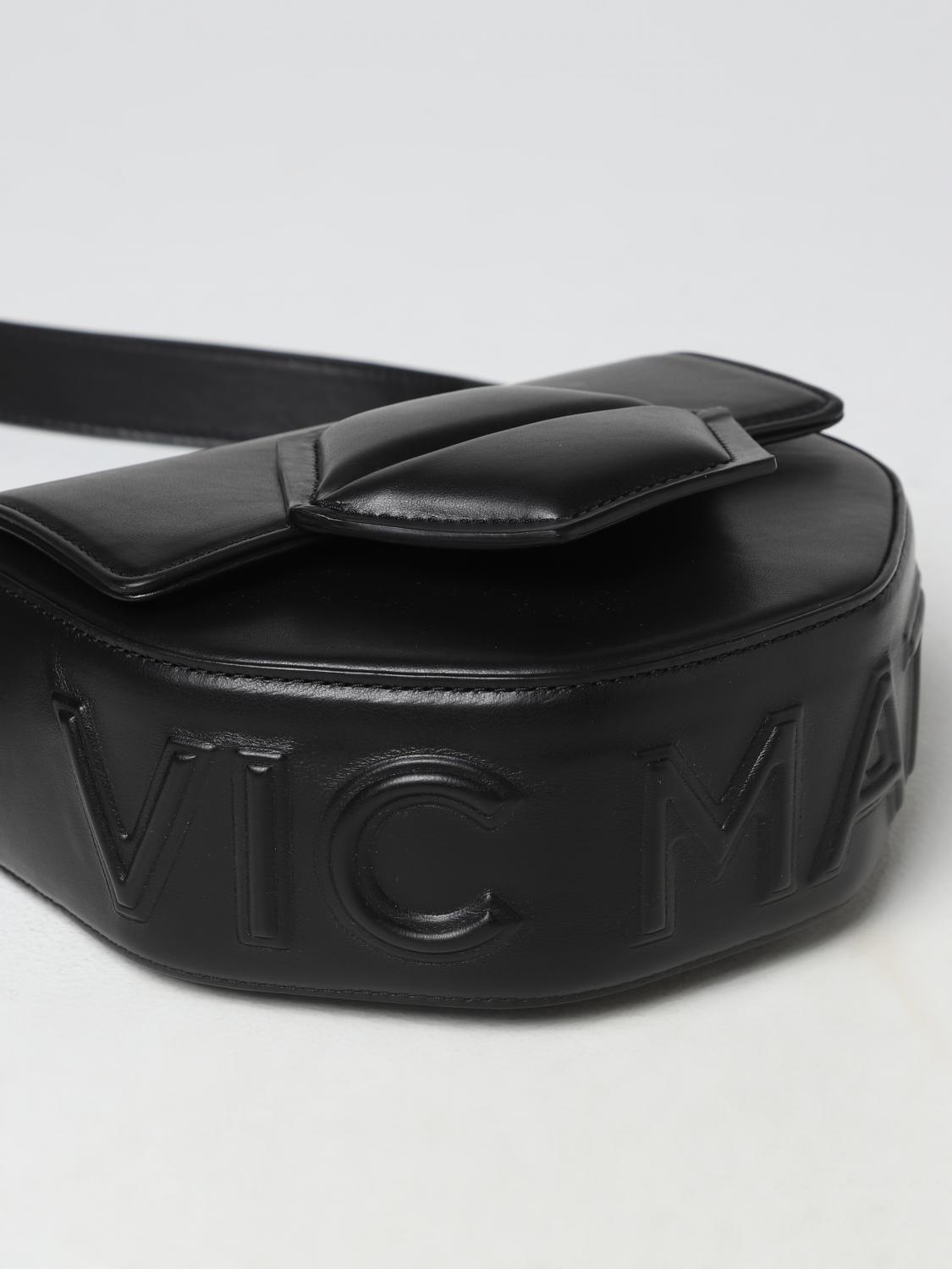VIC MATIÉ BORSA MINI: Borsa Vita Vic Matié in pelle con logo in rilievo, Nero - Img 3