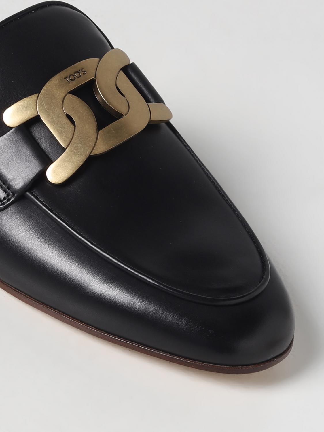 TOD'S: mules in leather with chain detail - Black | Tod's