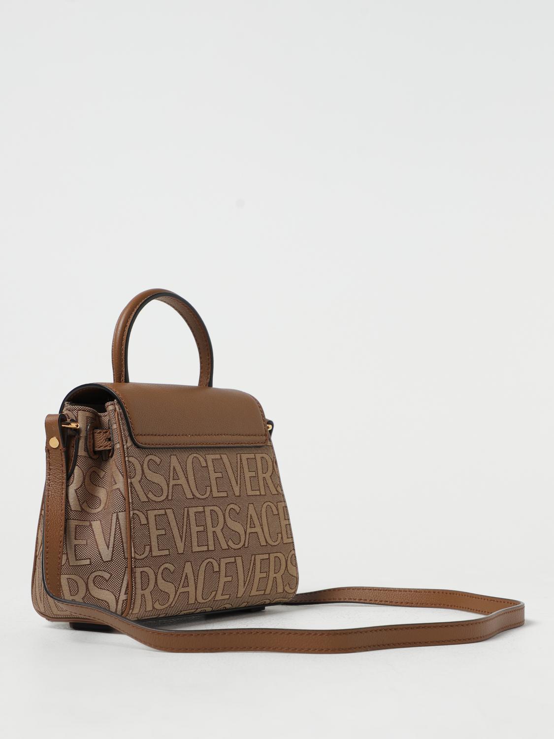 VERSACE MINI BAG: Versace La Medusa bag in embroidered canvas and leather, Beige - Img 2