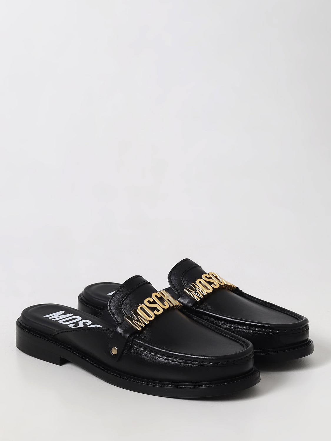 NEW MOSCHINO moschino couture mule in black Moschino Black Logo Sliders | Junior Couture USA main image 4