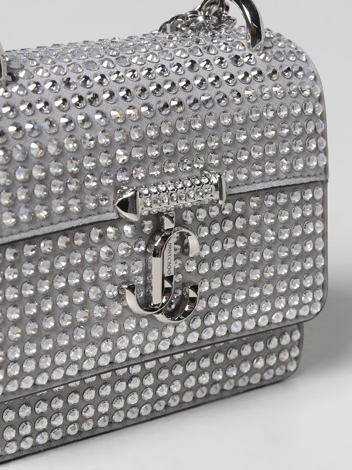 Jimmy Choo Avenue Quad XS bag in suede with crystals - Silver