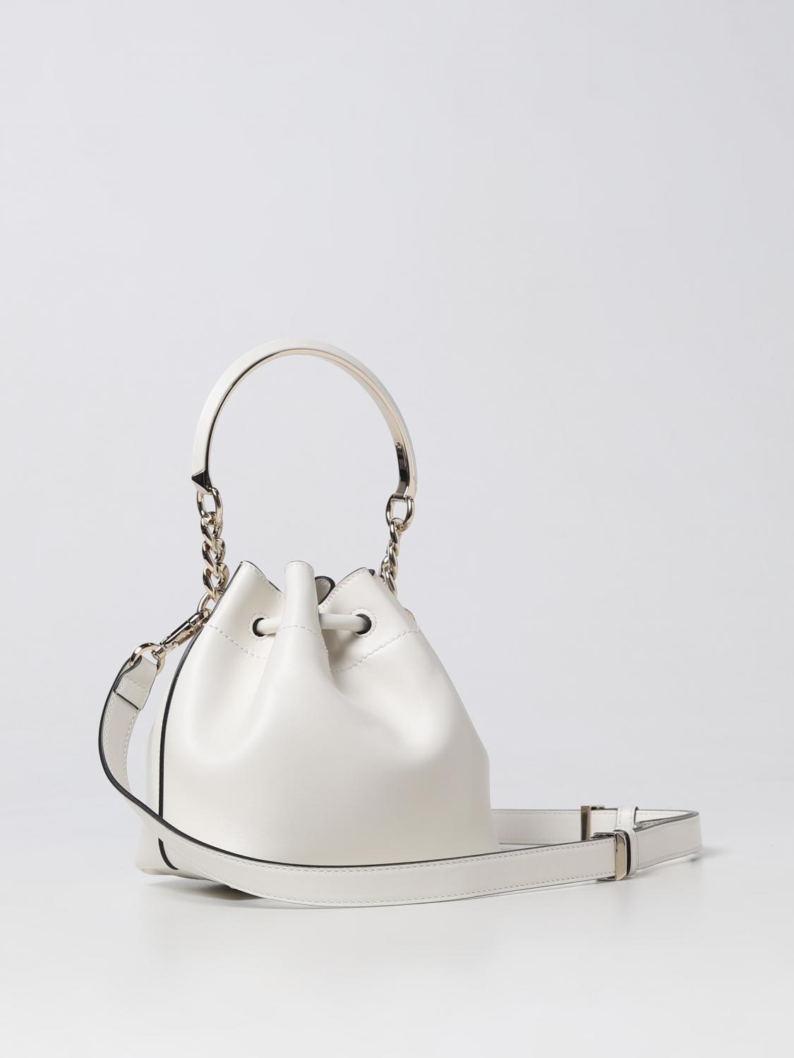 JIMMY CHOO BORSA MINI: Borsa Bon Bon Jimmy Choo in pelle, Bianco - Img 2