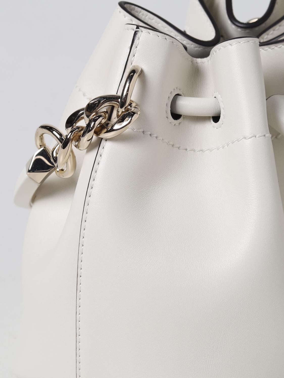 JIMMY CHOO BORSA MINI: Borsa Bon Bon Jimmy Choo in pelle, Bianco - Img 3