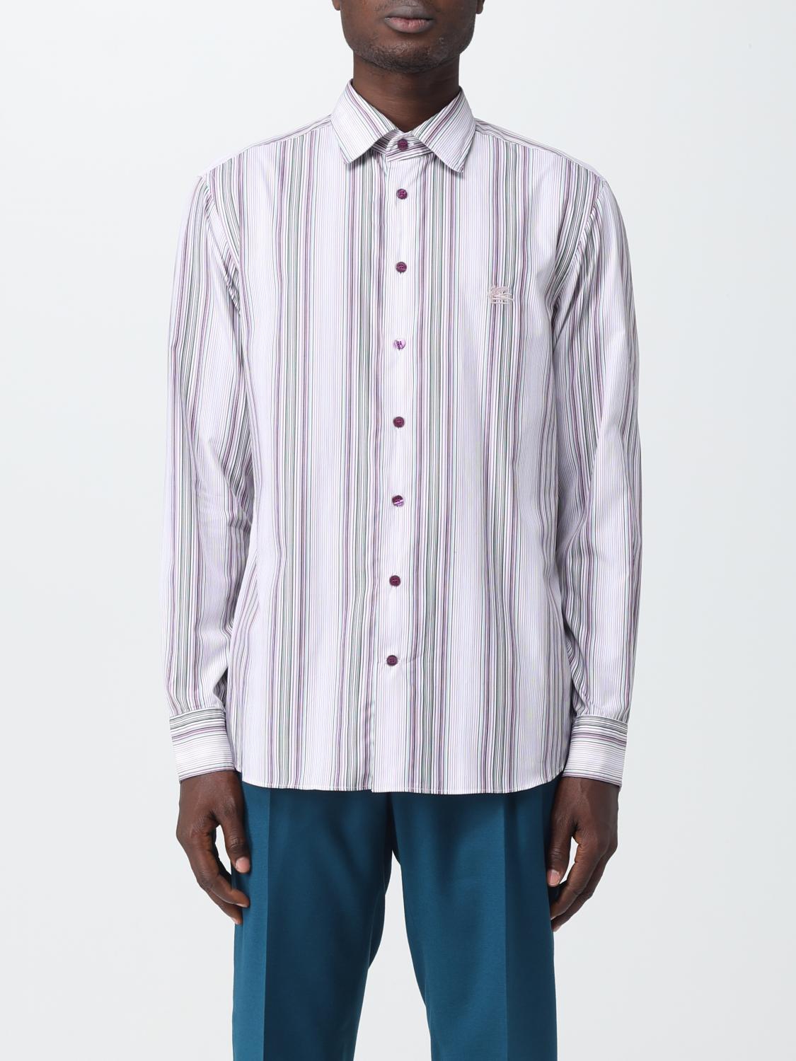 ETRO SHIRT: Etro shirt in striped cotton with logo, Multicolor - Img 1