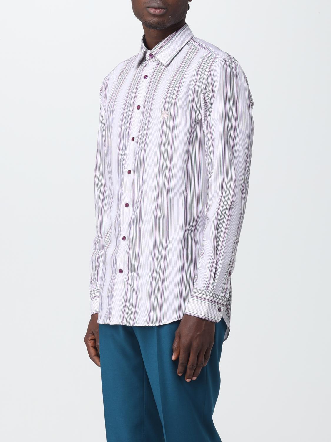 ETRO SHIRT: Etro shirt in striped cotton with logo, Multicolor - Img 4