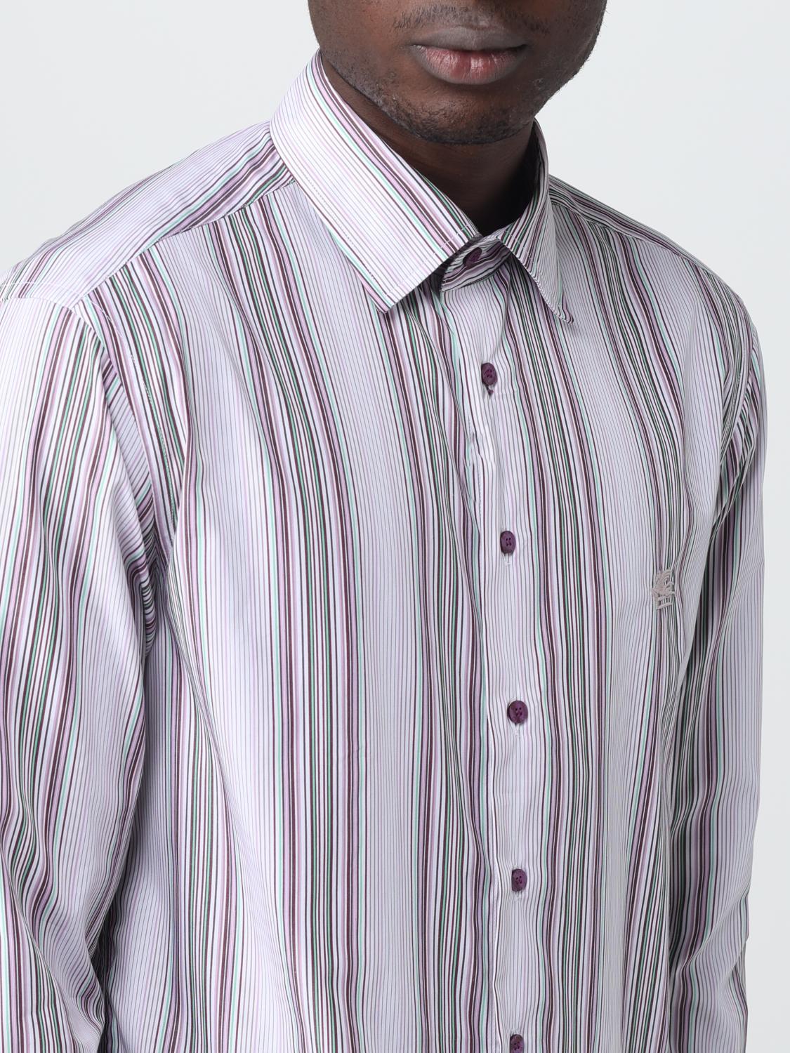 ETRO SHIRT: Etro shirt in striped cotton with logo, Multicolor - Img 5