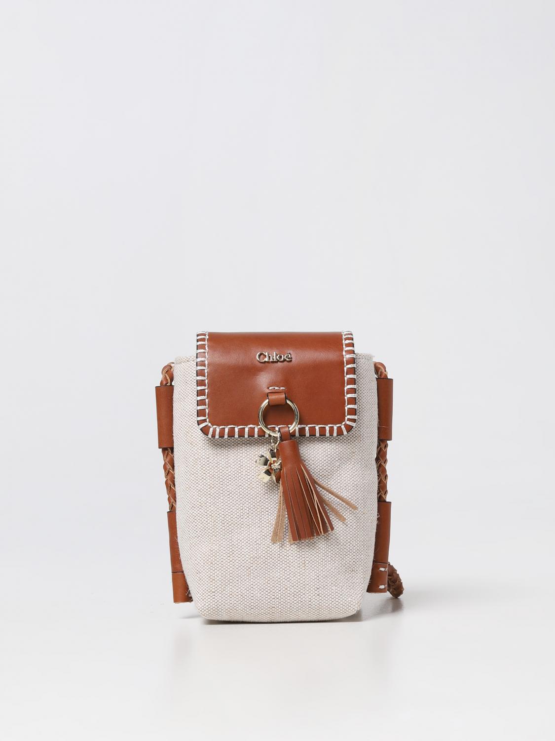 CHLOÉ CLUTCH: Chloé bag in canvas and leather, Beige - Img 1
