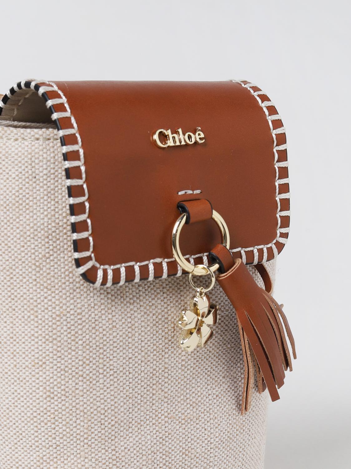 CHLOÉ CLUTCH: Chloé bag in canvas and leather, Beige - Img 3
