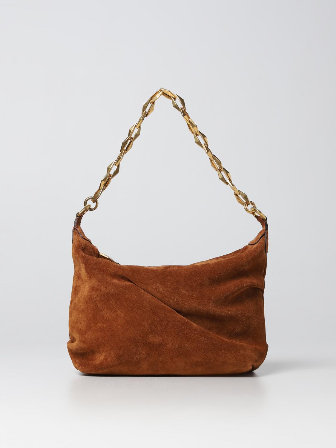 JIMMY CHOO: bag in suede - Camel | Jimmy Choo shoulder bag