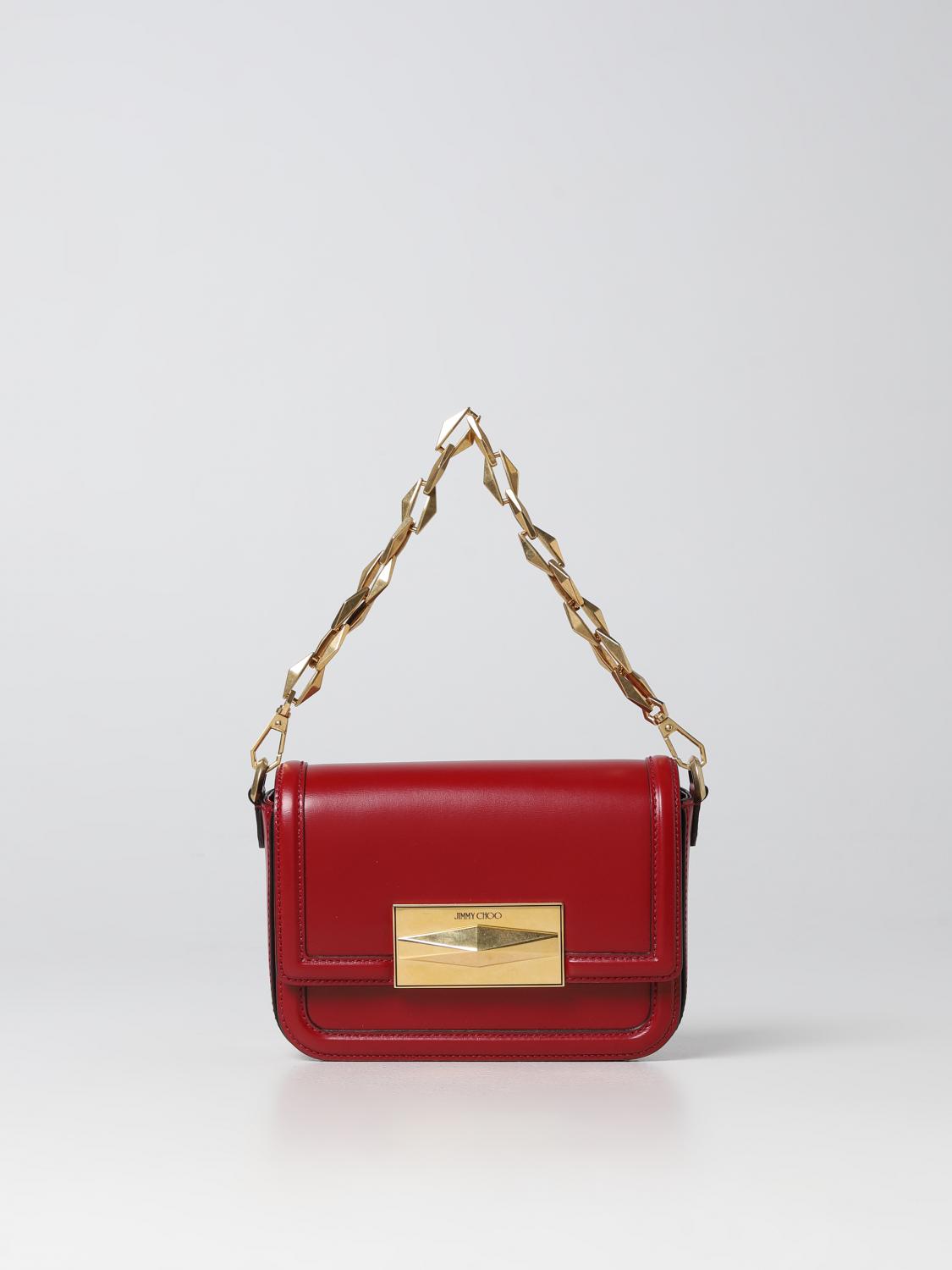 JIMMY CHOO BORSA MINI: Borsa Diamond Jimmy Choo in pelle, Bordeaux - Img 1