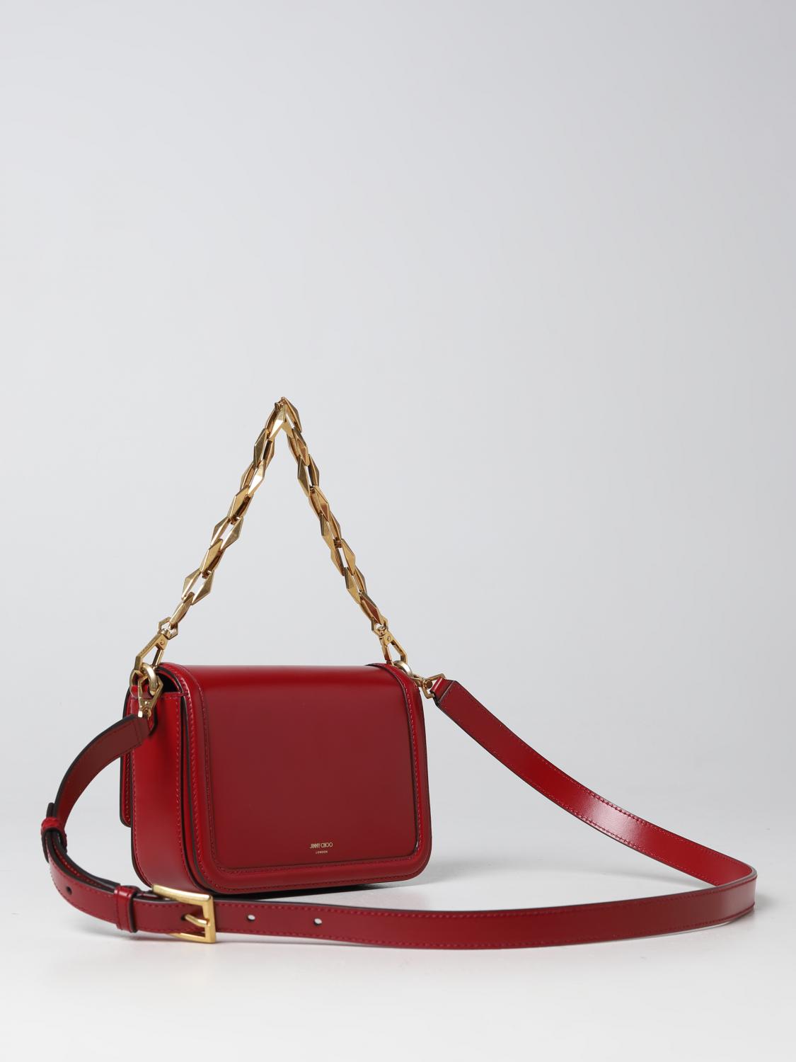 JIMMY CHOO BORSA MINI: Borsa Diamond Jimmy Choo in pelle, Bordeaux - Img 2