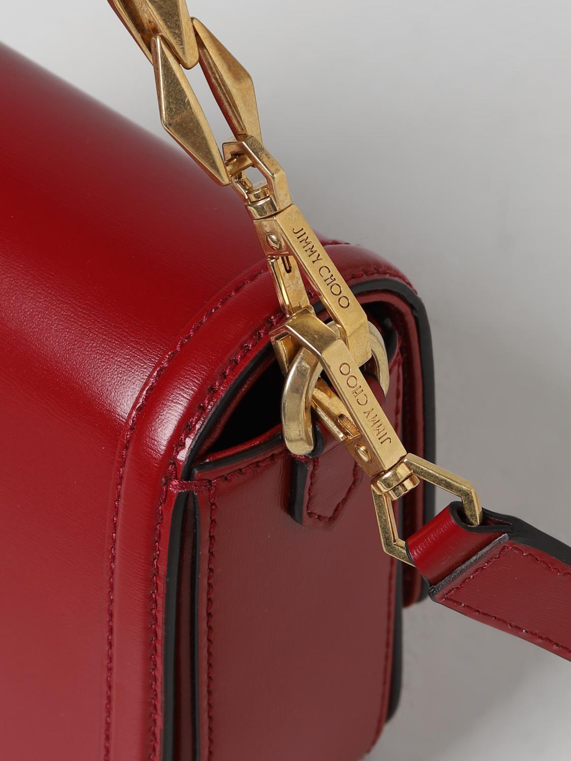 JIMMY CHOO BORSA MINI: Borsa Diamond Jimmy Choo in pelle, Bordeaux - Img 3