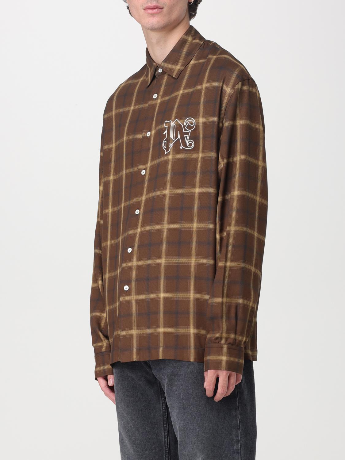 PALM ANGELS CAMICIA: Overshirt Palm Angels in rayon con ricamo, Marrone - Img 4