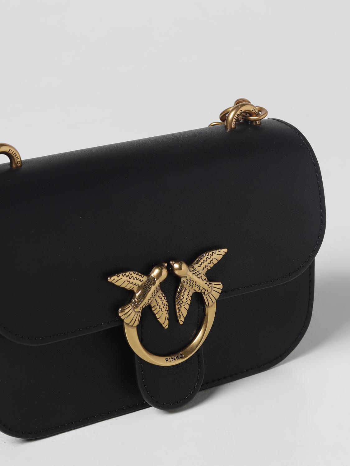 PINKO BORSA MINI: Borsa Love Bell Mini Pinko in pelle, Nero - Img 3