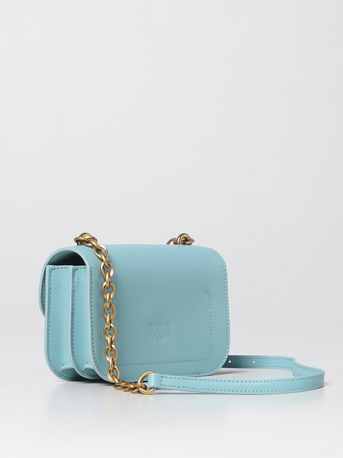 PINKO BORSA MINI: Borsa Love Bell Mini Pinko in pelle, Azzurro - Img 2