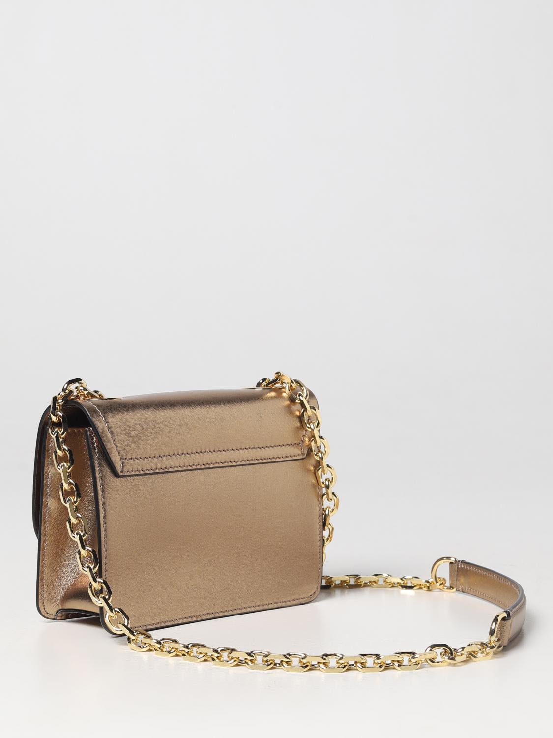 MOSCHINO COUTURE BORSA MINI: Borsa Moschino Couture in pelle metallizzata, Beige - Img 2