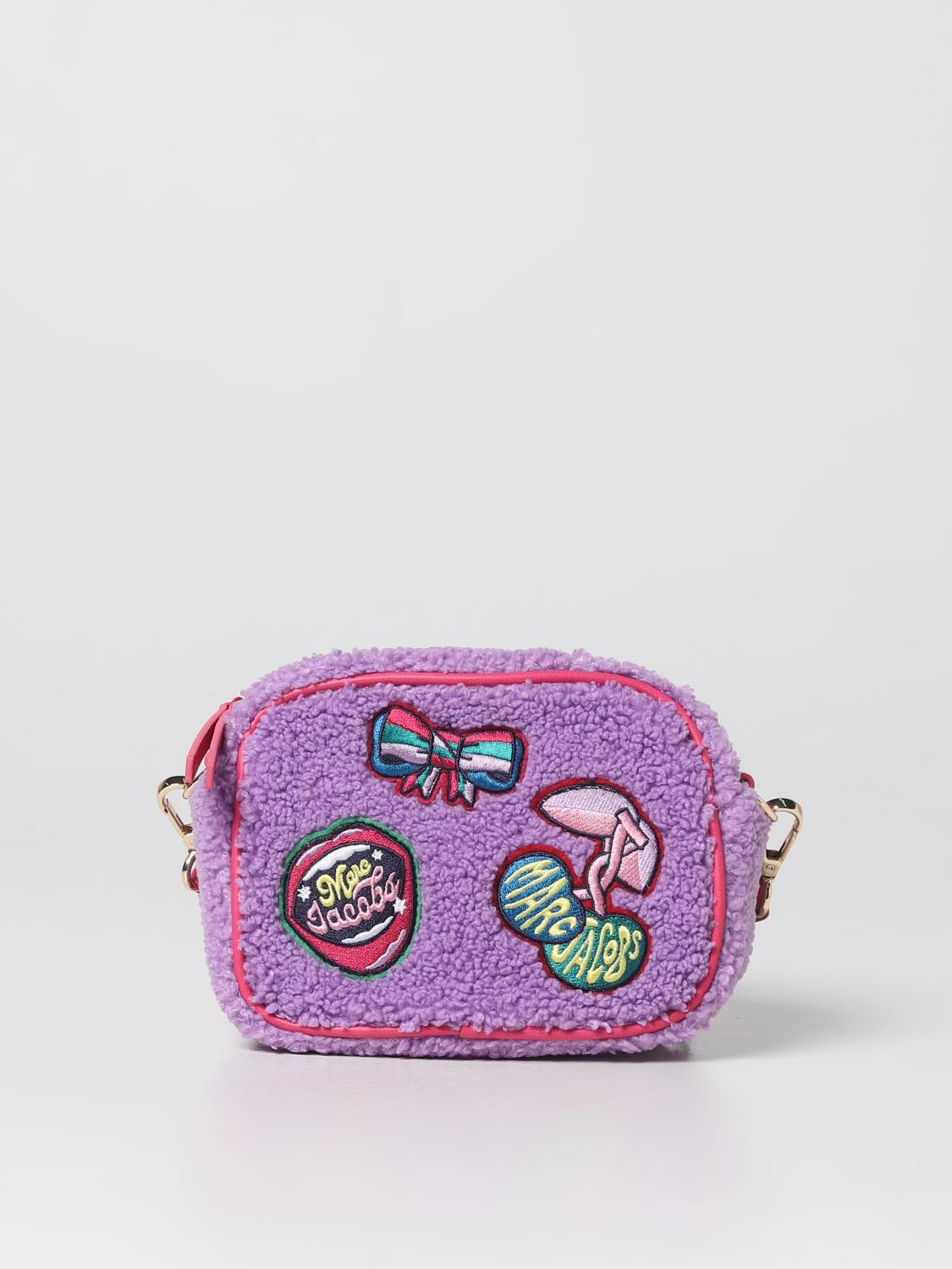 LITTLE MARC JACOBS BORSA: Borsa Little Marc Jacobs in shearling con patches ricamati, Viola - Img 1