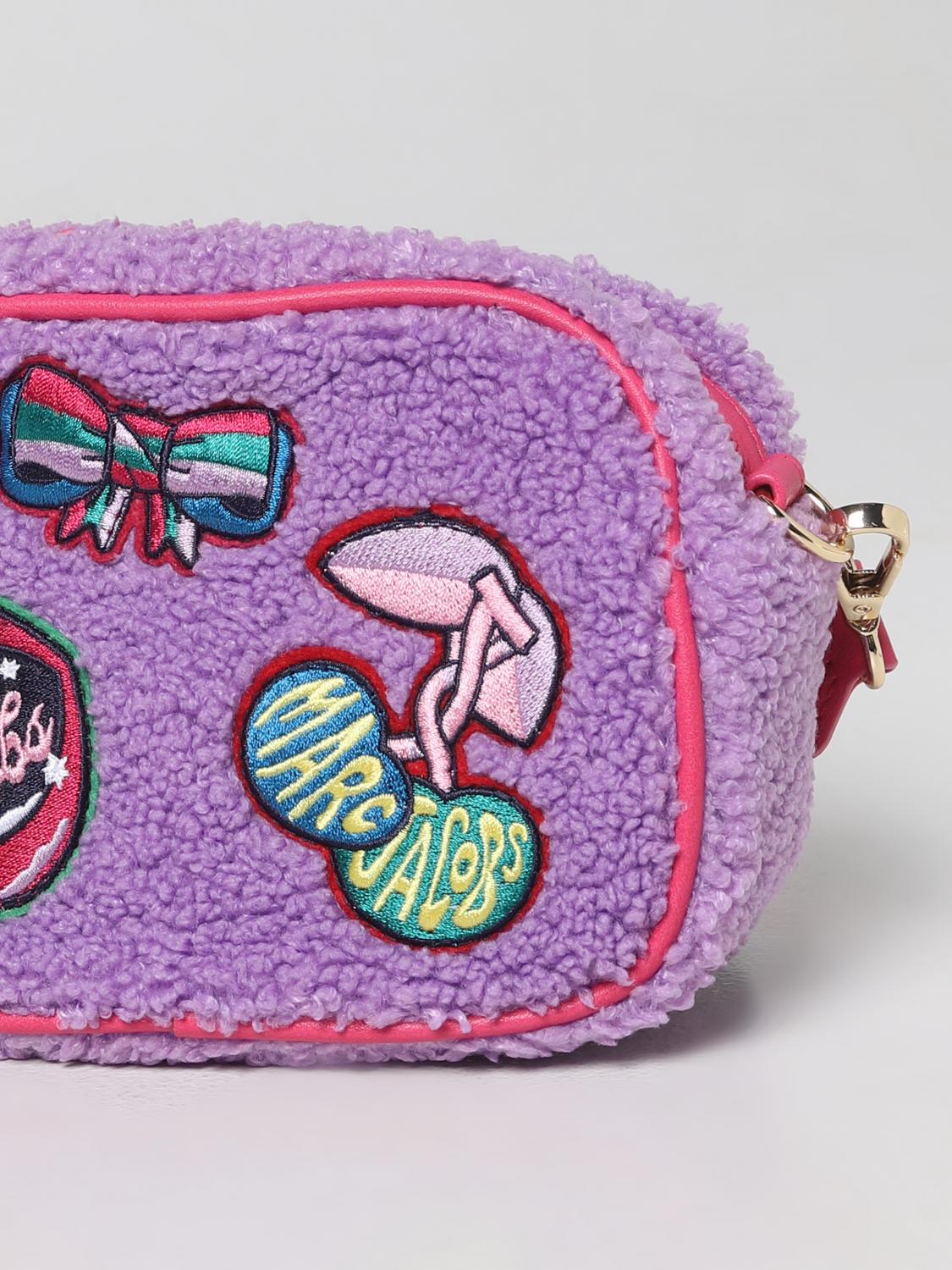 LITTLE MARC JACOBS BORSA: Borsa Little Marc Jacobs in shearling con patches ricamati, Viola - Img 3