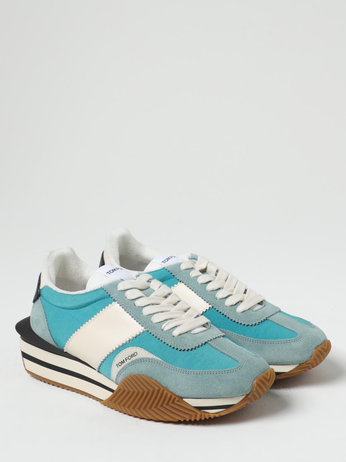 TOM FORD: James sneakers in nylon and leather - Sage | Tom