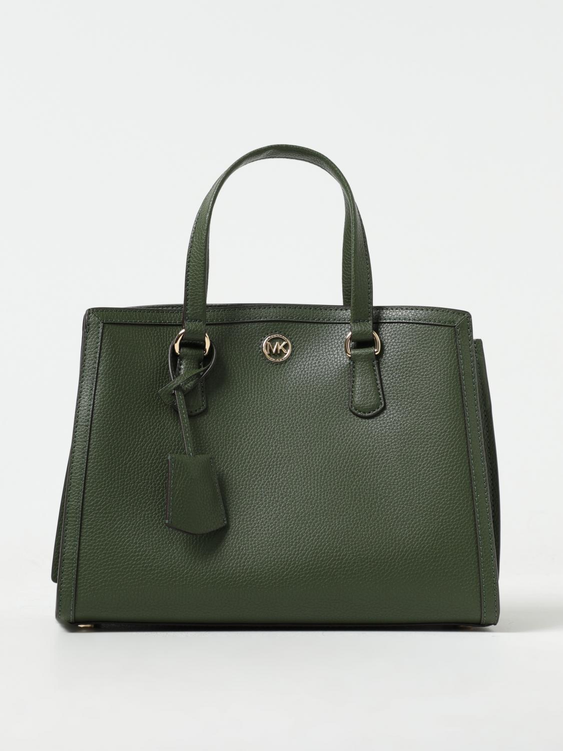 MICHAEL KORS BORSA A MANO: Borsa Chantal Michael Kors in pelle a grana, Verde - Img 1