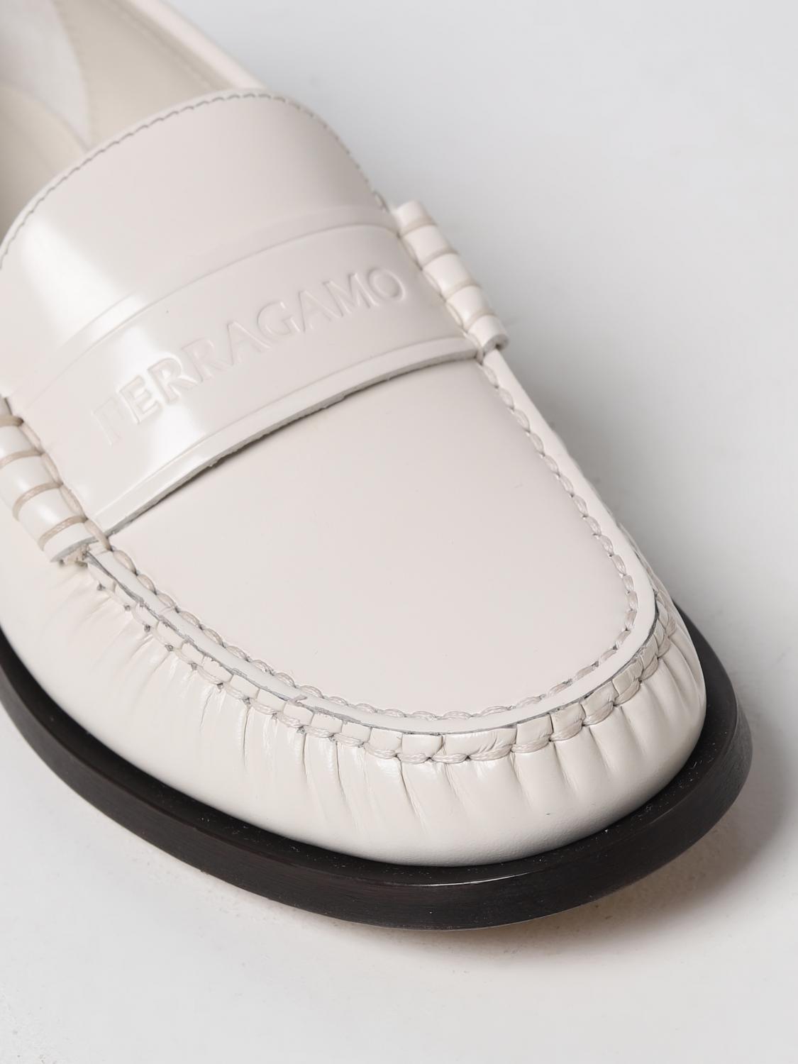 Ferragamo Irina moccasins in brushed leather - White | 01F866
