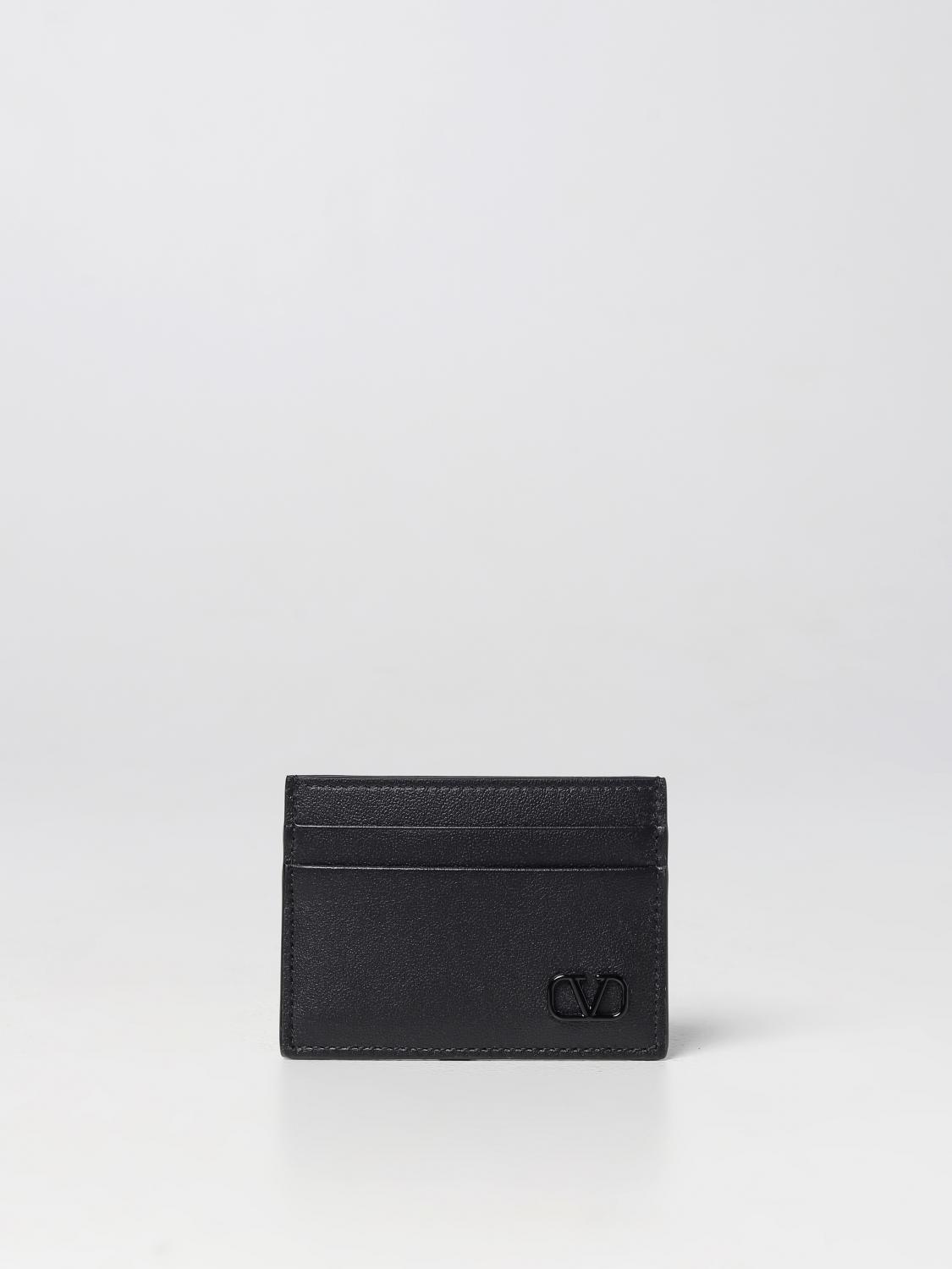VALENTINO GARAVANI: credit card holder in saffiano leather - Black