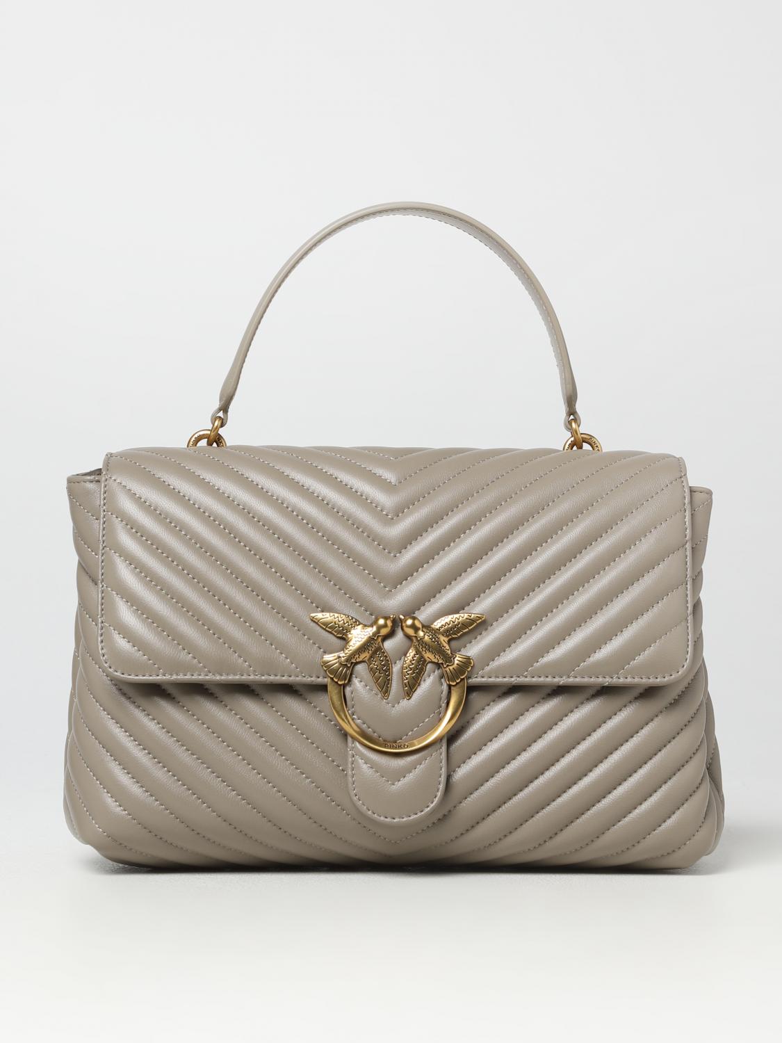 PINKO HANDBAG: Pinko Love Lady bag in chevron nappa leather with logo, Cream - Img 1