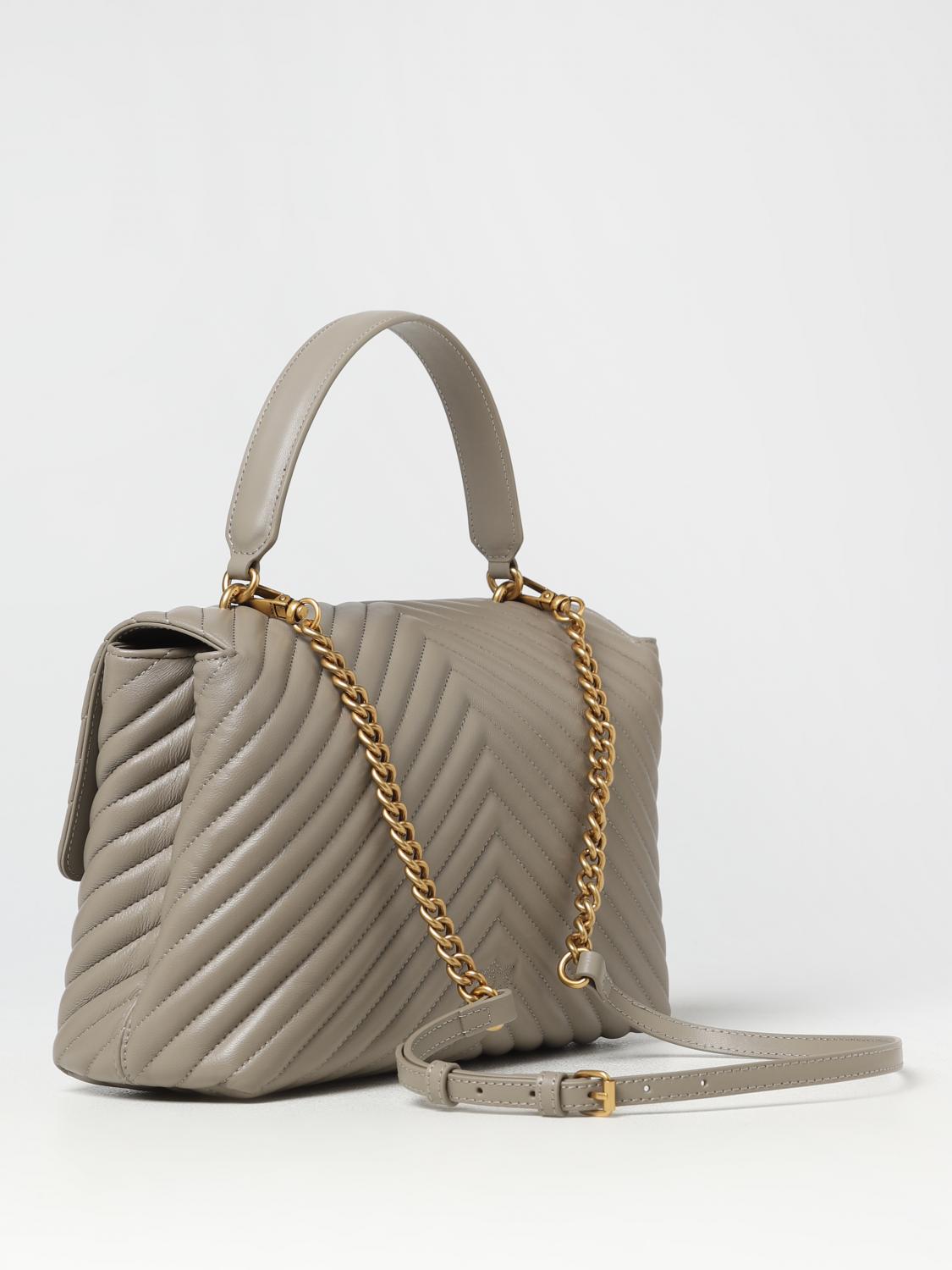 PINKO HANDBAG: Pinko Love Lady bag in chevron nappa leather with logo, Cream - Img 2