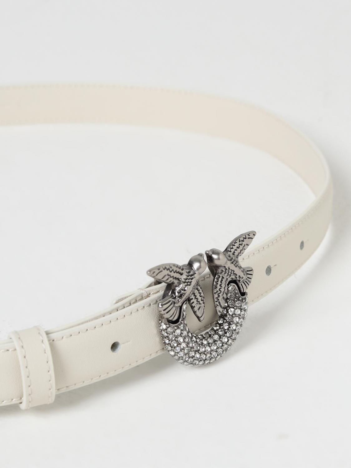 PINKO CINTURA: Cintura Pinko in pelle con fibbia gioiello , Bianco 1 - Img 2