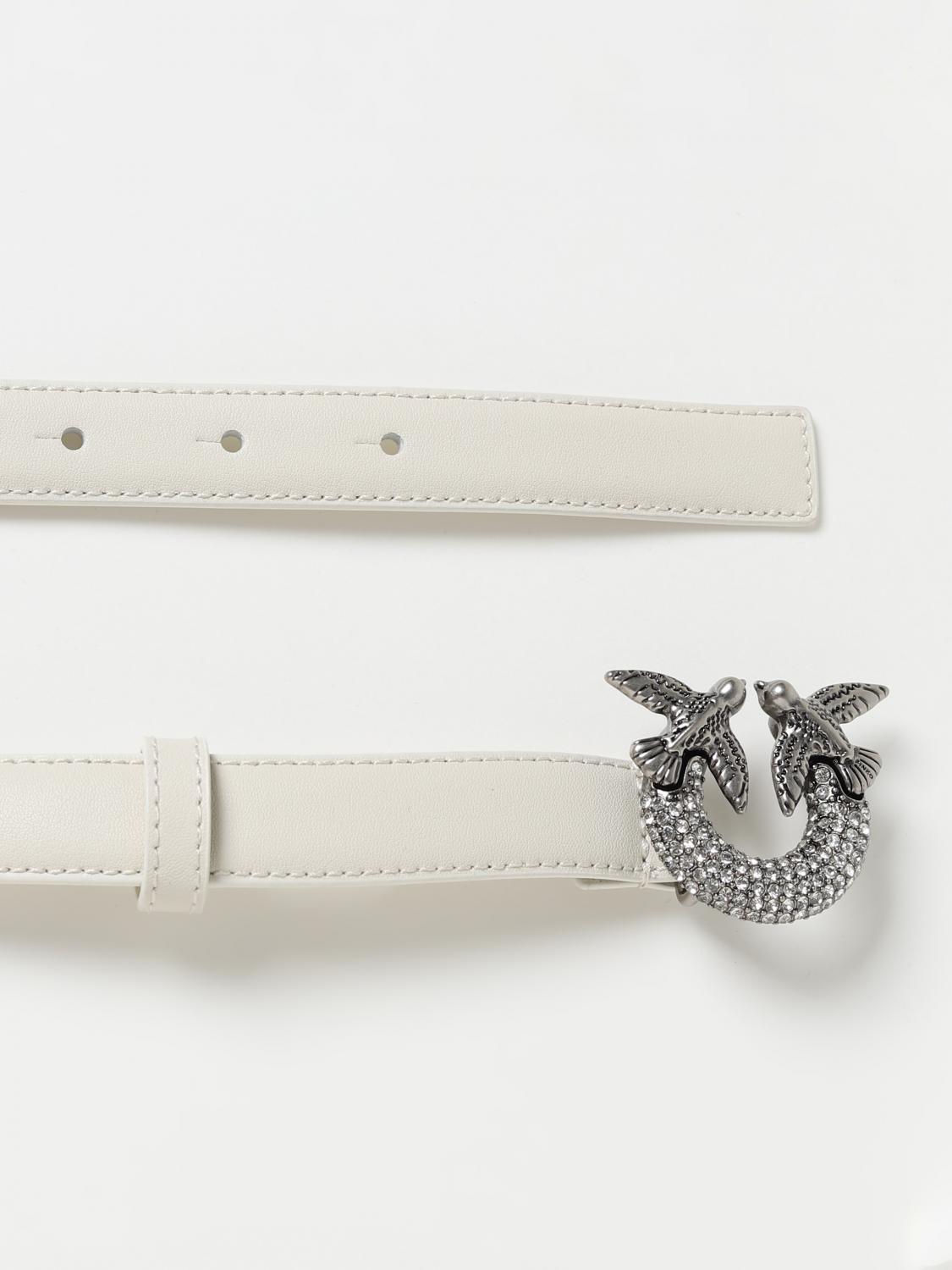 PINKO CINTURA: Cintura Pinko in pelle con fibbia gioiello , Bianco 1 - Img 3