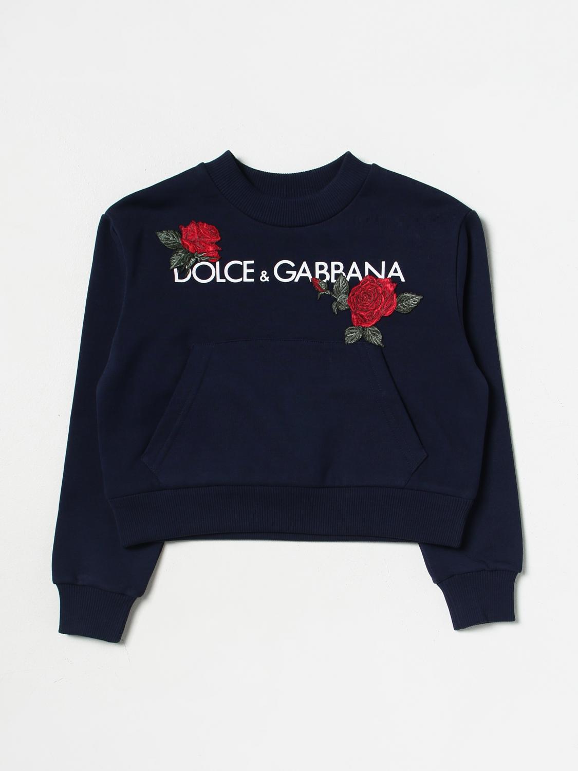 DOLCE & GABBANA SWEATER: Dolce & Gabbana cotton sweatshirt with logo print and applied patches, White - Img 1