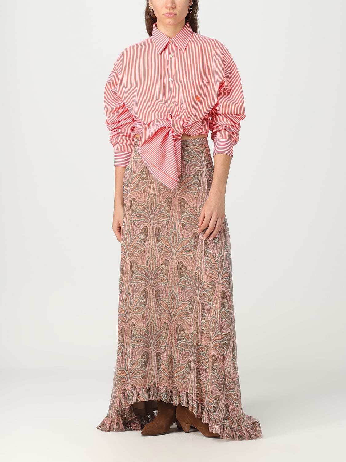 ETRO CAMICIA: Camicia Etro in cotone con stampa a righe, Arancione - Img 2