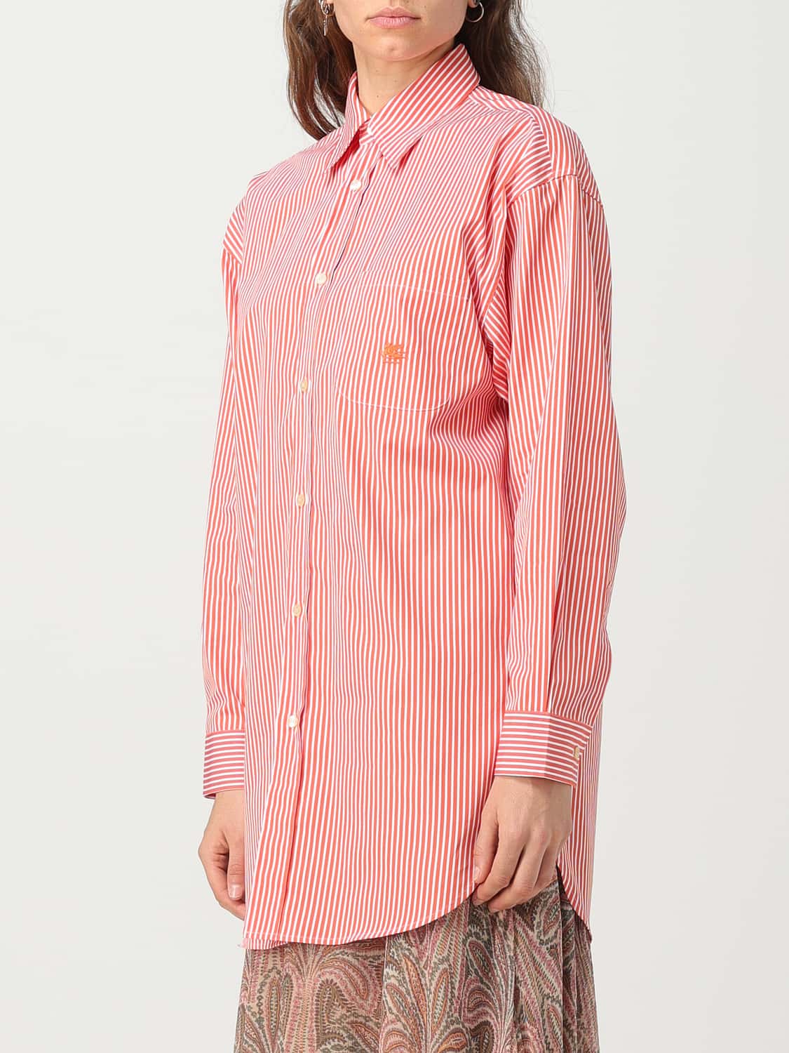 ETRO CAMICIA: Camicia Etro in cotone con stampa a righe, Arancione - Img 4
